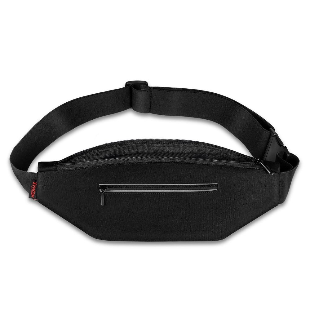 MEDMAX Diabetic Running Belt with Adjustable Waist, Insulin Pump Belt Holder Organizer Waist Pouch, Epipen Medical Fanny Pack Bag (Bag Only) (Black)