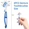 Denture Brush, 4 Pieces Small Toothbrush for Dentures, Multi-Layered Bristles Ergonomic Rubber Handle for False Teeth Cleaning view 2