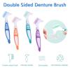 Denture Brush, 4 Pieces Small Toothbrush for Dentures, Multi-Layered Bristles Ergonomic Rubber Handle for False Teeth Cleaning view 3