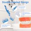Denture Brush, 4 Pieces Small Toothbrush for Dentures, Multi-Layered Bristles Ergonomic Rubber Handle for False Teeth Cleaning view 4