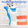 Denture Cleaner Box and Brush Set - 2 Pack Denture Bath Case with Basket + 2 Pack Denture Brush, Portable Denture Retainer Storage Box, False Teeth Brushes for Oral Care (Light and dark blue) view 4
