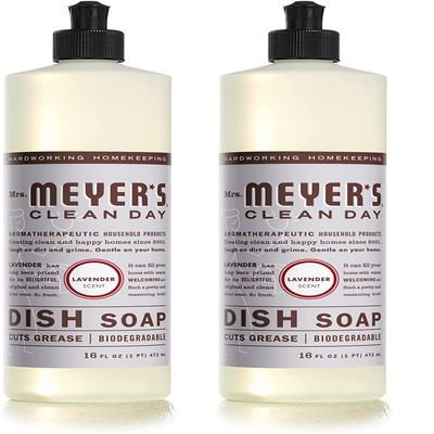 Mrs. Meyer's Liquid Dish Soap, Cruelty Free Formula, Lavender Scent, 16 oz (Pack of 2)