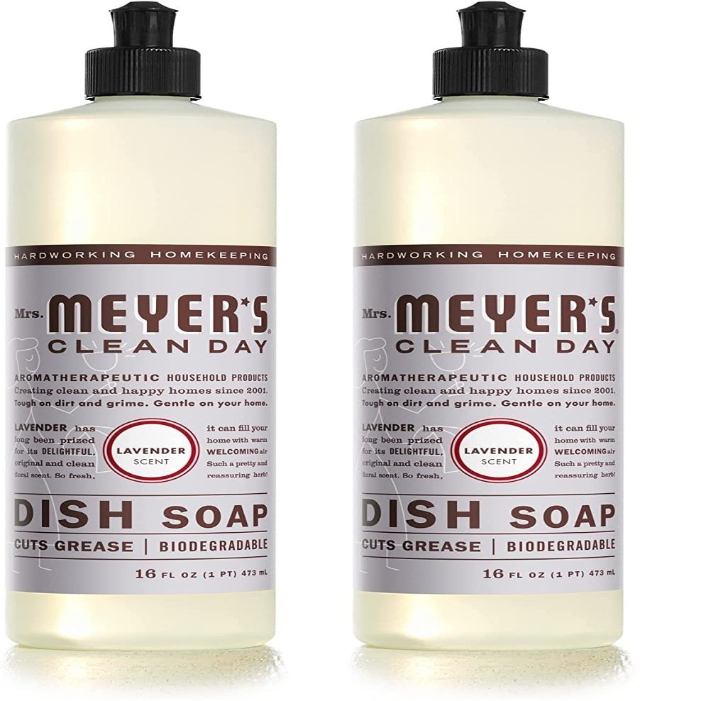 Mrs. Meyer's Liquid Dish Soap, Cruelty Free Formula, Lavender Scent, 16 oz (Pack of 2)