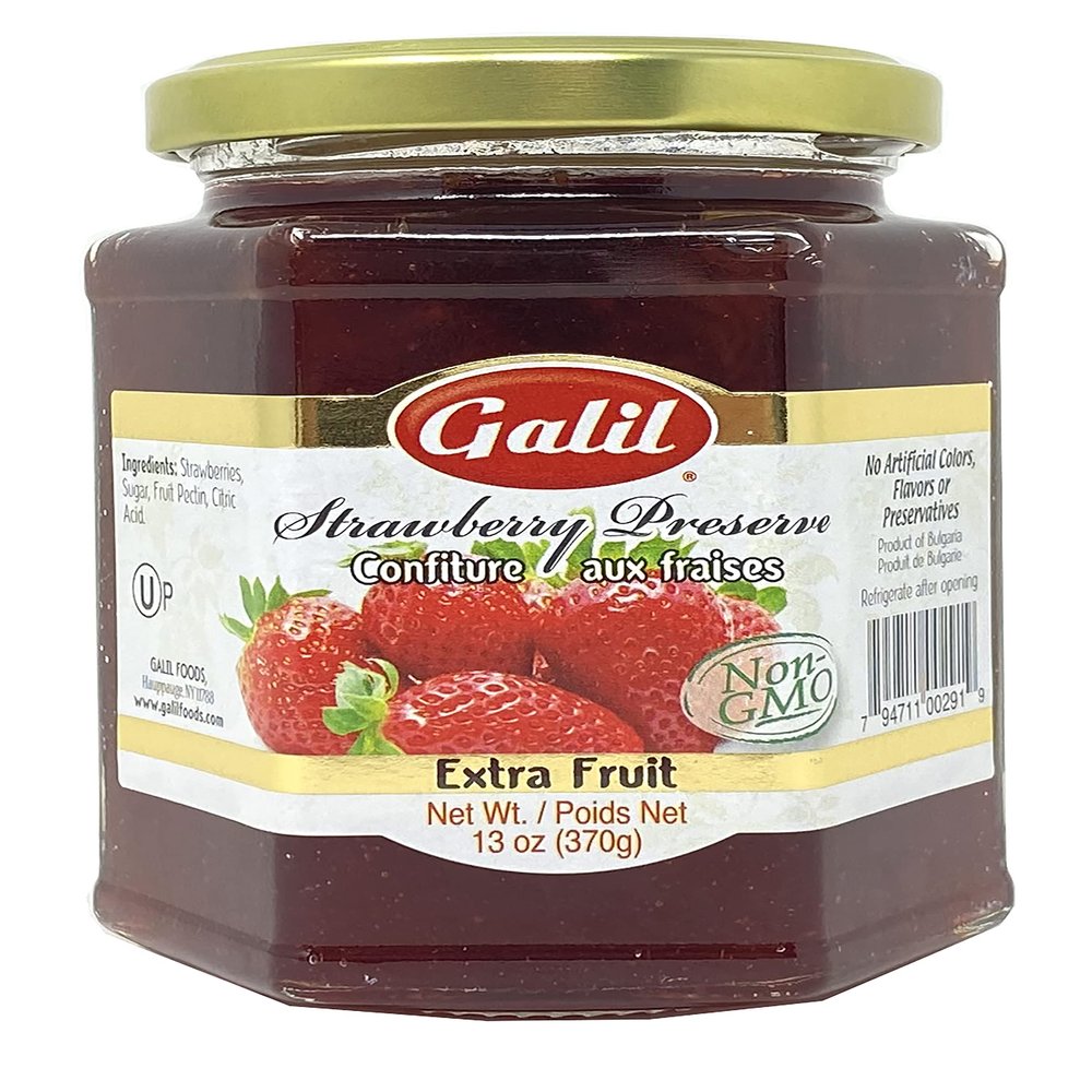 Galil Fruit Preserves  Non-GMO Strawberry Jam, Kosher Fruit Preserves with No Artificial Preservatives 13 Ounce