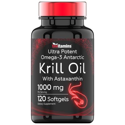 Antarctic Krill Oil 1000mg - 120 Softgels with Astaxanthin | 1000mg Red Krill Oil, 200 mg Phospholipids, 120 mg EPA, 80 mg DHA, 200 mcg Astaxanthin | Potent & Pure Omega-3 Cold Water Antarctic Krill