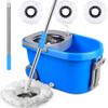 Spin Mop & Bucket, 360 Spinning Mop Bucket Kit, Stainless Steel Bucket Wringer Set, Plus 3 Replacement Head Refills, 360 Spinning Mopping System, 61" Extended Handle for Floor Cleaning (Blue) view 1