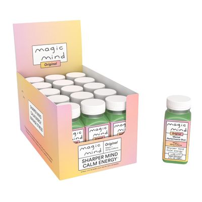 Magic Mind Energy And Focus Drink Shots - Stress Relieving, No Jitters, Ashwagandha, Vitamin B12, Vitamin C, Matcha Green Tea, Functional Mushrooms - 2 FL Oz (15 Pack)
