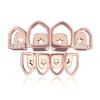 4 Tooth Skeleton with Drilled Braces 18K Gold Plated Micro Zircon Personality Rap Hipster Braces, Rose Gold (Set) view 1