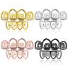 4 Tooth Skeleton with Drilled Braces 18K Gold Plated Micro Zircon Personality Rap Hipster Braces, Rose Gold (Set) view 2