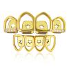 4 Tooth Skeleton with Drilled Braces 18K Gold Plated Micro Zircon Personality Rap Hipster Braces, Rose Gold (Set) view 4