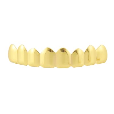 8 Upper Teeth and 8 Lower Teeth Plated 18K Gold Braces, 8 Gold Upper Teeth
