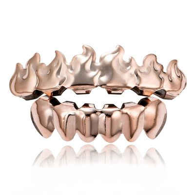 18 Real Gold electroplated Smooth Braces Trendy Fashion Artificial dentures, Rose Gold (Braces)