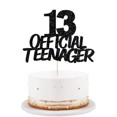 13 Official Teenager Cake Topper-13th Birthday Cake Pick Decorations for Teen 13th Birthday Party Supplies (Black flash)