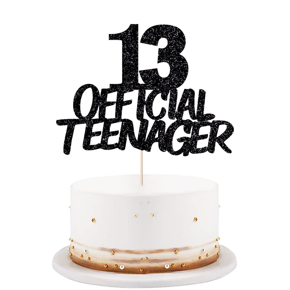 13 Official Teenager Cake Topper-13th Birthday Cake Pick Decorations for Teen 13th Birthday Party Supplies (Black flash)