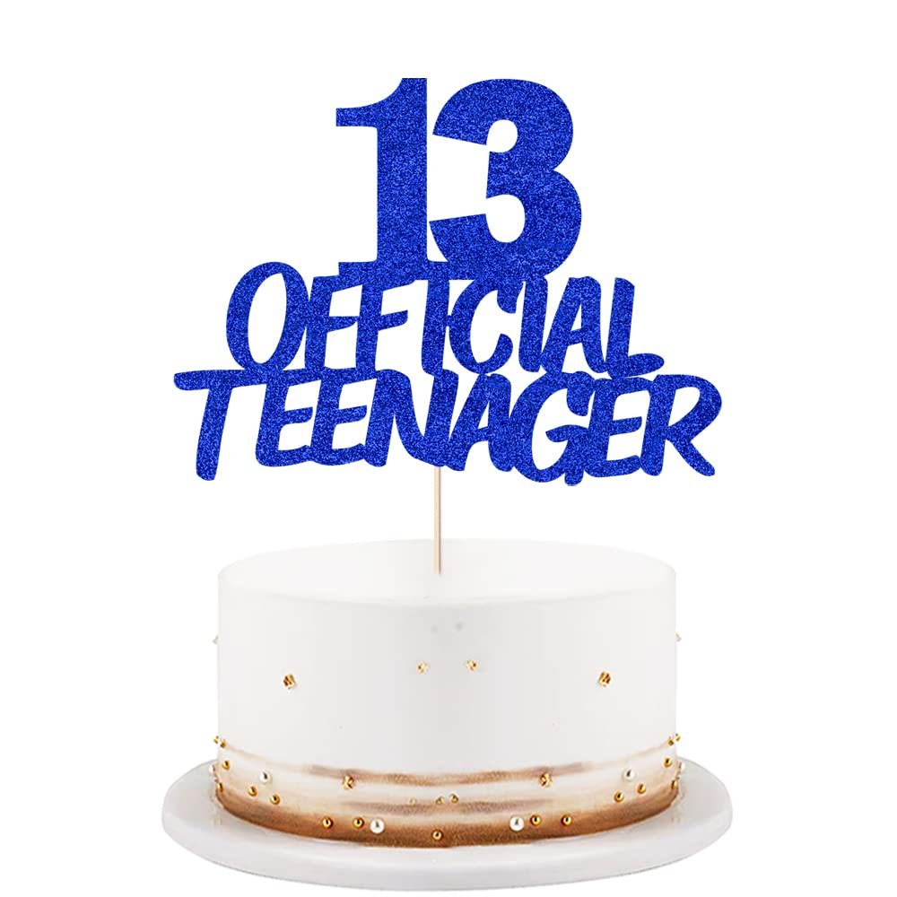 13 Official Teenager Cake Topper-13th Birthday Cake Pick Decorations for Teen 13th Birthday Party Supplies (Blue flash)