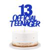 13 Official Teenager Cake Topper-13th Birthday Cake Pick Decorations for Teen 13th Birthday Party Supplies (Blue flash) view 1