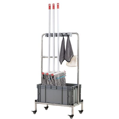 Broom And Mop Holder Put Wet Mops,Broom Holder Organizer,Floor Standing Cleaning Tool Cart Storage,movable Commercial Mop Rack,cleaning Supplies Organizer,for Garden Garage Organizer ( Size : 6slots )