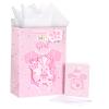 LeZakaa 16" Baby Rabbit Gift Bags with Tissue Paper, Butterfly Gift Tag and Card, Pink Gift Bag with Rabbit Suit & Baby Girl Lettering Design for Baby Shower, Little One, 1st Baby Girls' Birthday view 1