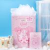 LeZakaa 16" Baby Rabbit Gift Bags with Tissue Paper, Butterfly Gift Tag and Card, Pink Gift Bag with Rabbit Suit & Baby Girl Lettering Design for Baby Shower, Little One, 1st Baby Girls' Birthday view 3