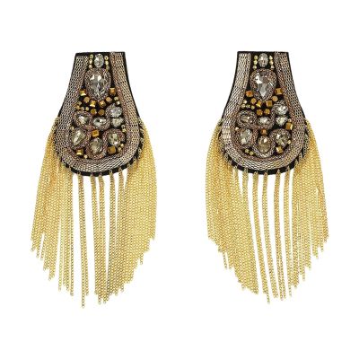 AAGAZA 1 Pair Tassel Link Chain Epaulet, Crystal Fashionable Jewelry Uniform Accessories Vintage Punk Women Men Shoulder Epaulette for Proms Party/1675