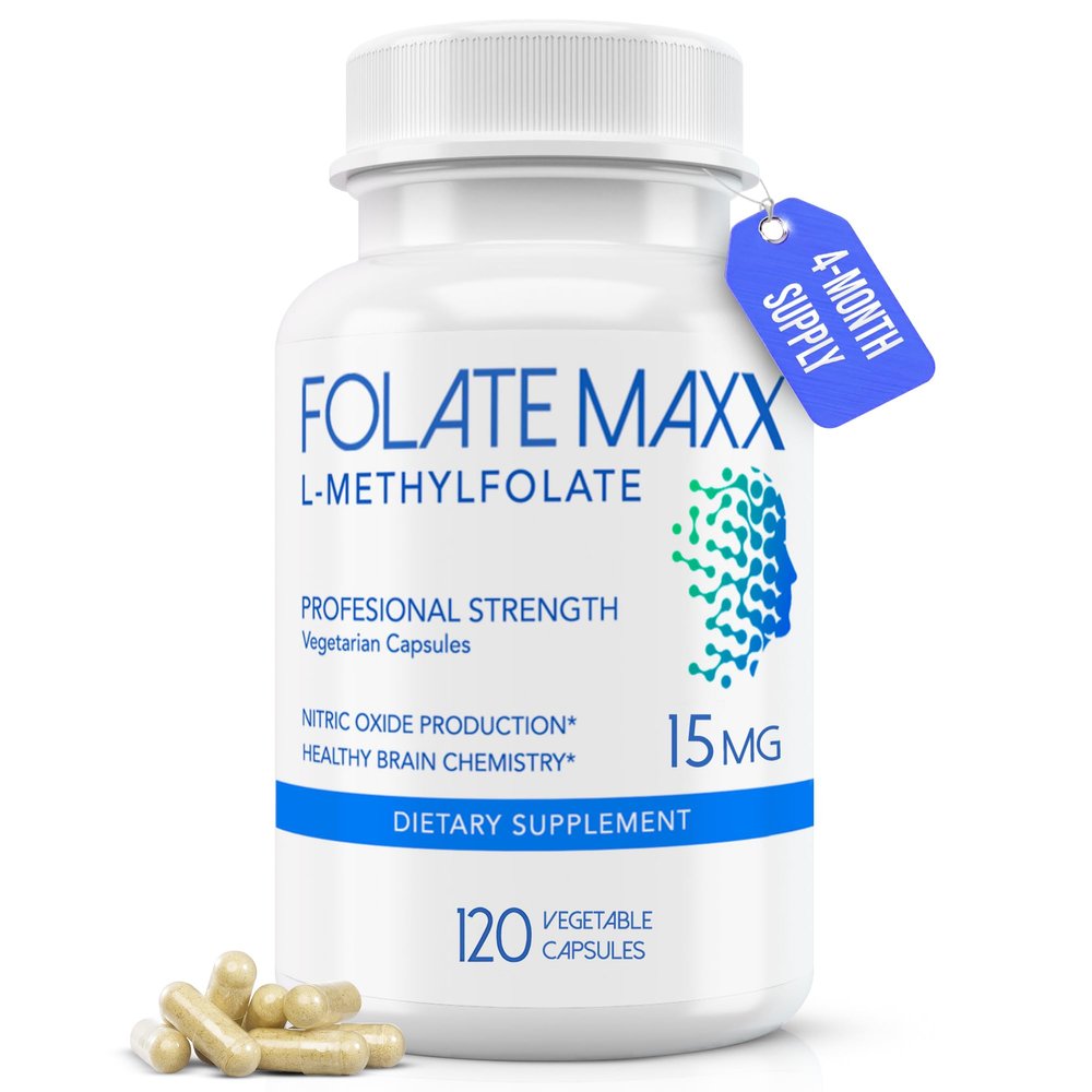 FolateMaxx L-Methylfolate 15mg, 120 Capsules Doctor Formulated Methyl Folate Supplement for Women & Men High Potency 5-MTHF for Energy, Mood & Focus Non-GMO, Gluten-Free (4-Month Supply)