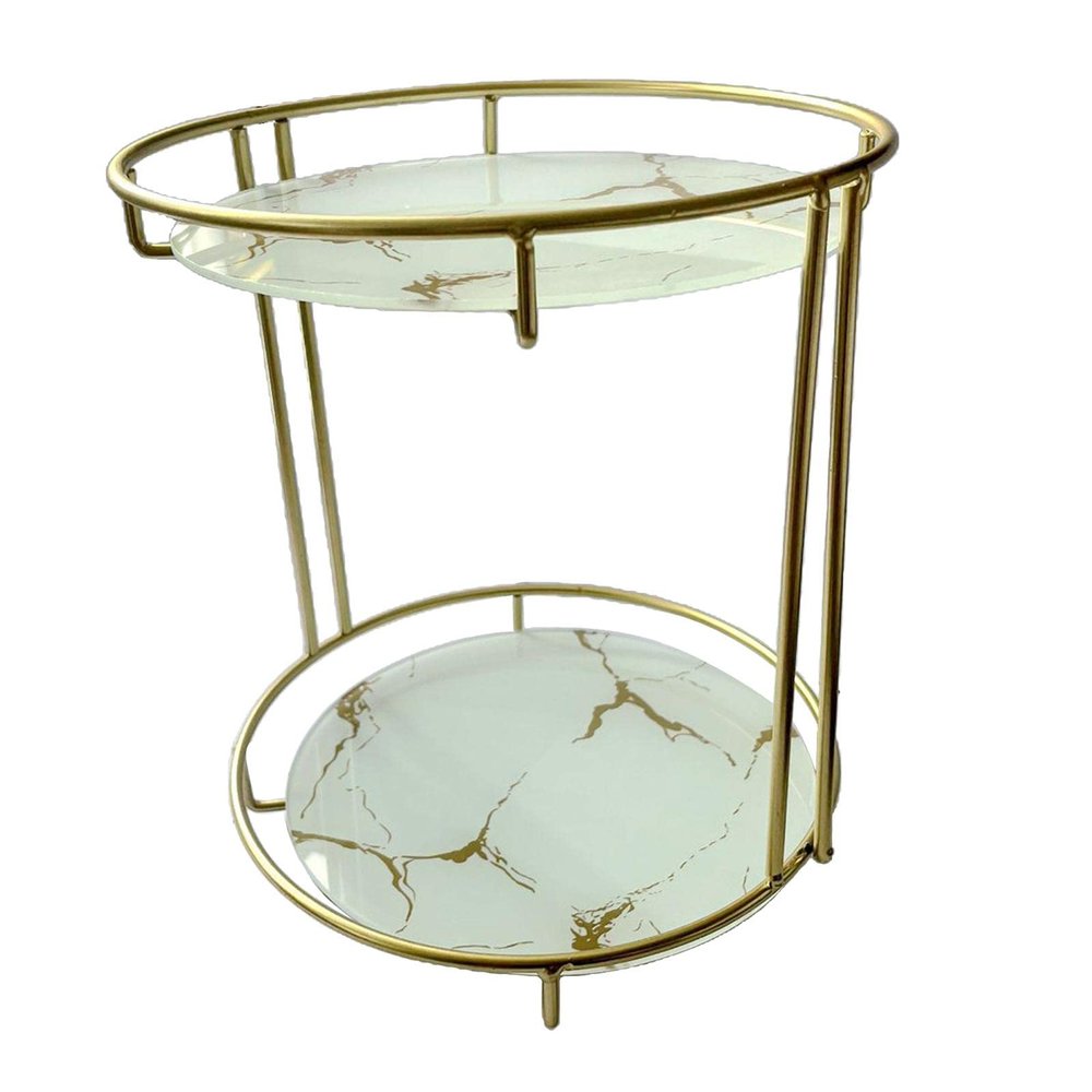 AAGAZA Double Layer Decoration Texture Display Stand Shelves Display Holder for Bedroom s Bathroom - White Bottom/1741