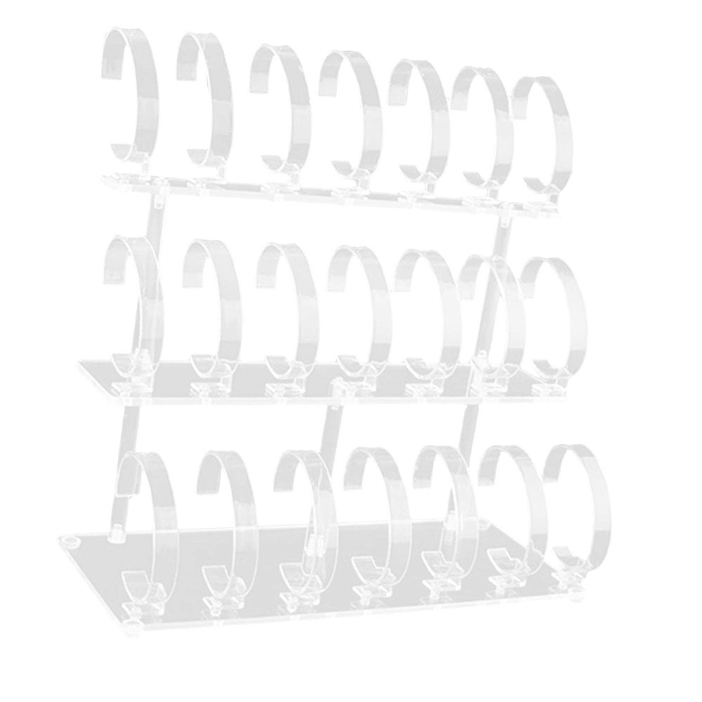AAGAZA Show Case Stand Transparent C Shape Show Universal Portable Acrylic Multi Tier Organizer, Stand Wrist Watch Displays Rack Holder, 2 Tier/1547 (Color : 3 Tier)