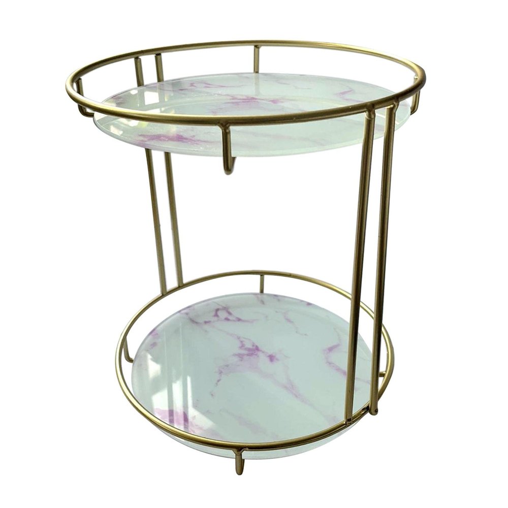 AAGAZA Double Layer Decoration Texture Display Stand Shelves Display Holder for Bedroom s Bathroom - Pink Pattern/1739