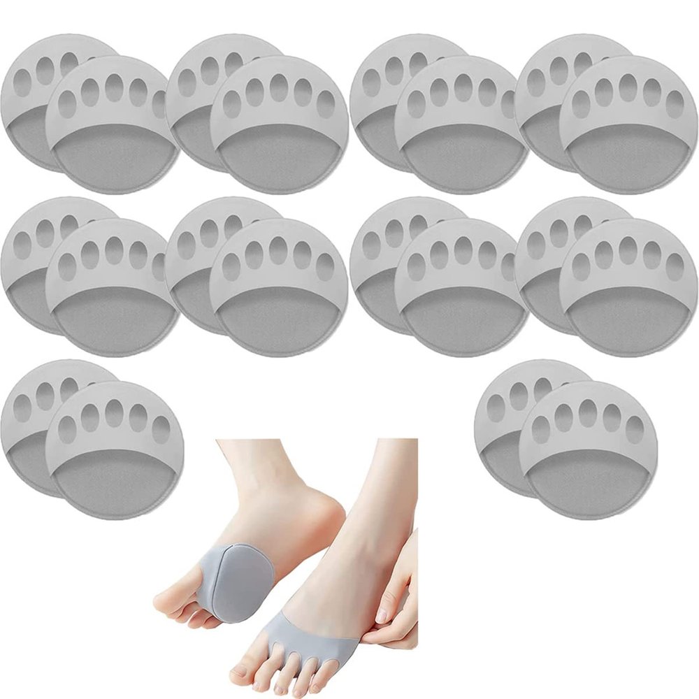 MoriAction Solutions High Heel Pads, Forefoot Pads Honeycomb Fabric, Women High Heels Invisible Socks, Non-Slip Soft Invisible Toe Socks, Relieving Foot Fatigue (Gray,10Pairs)