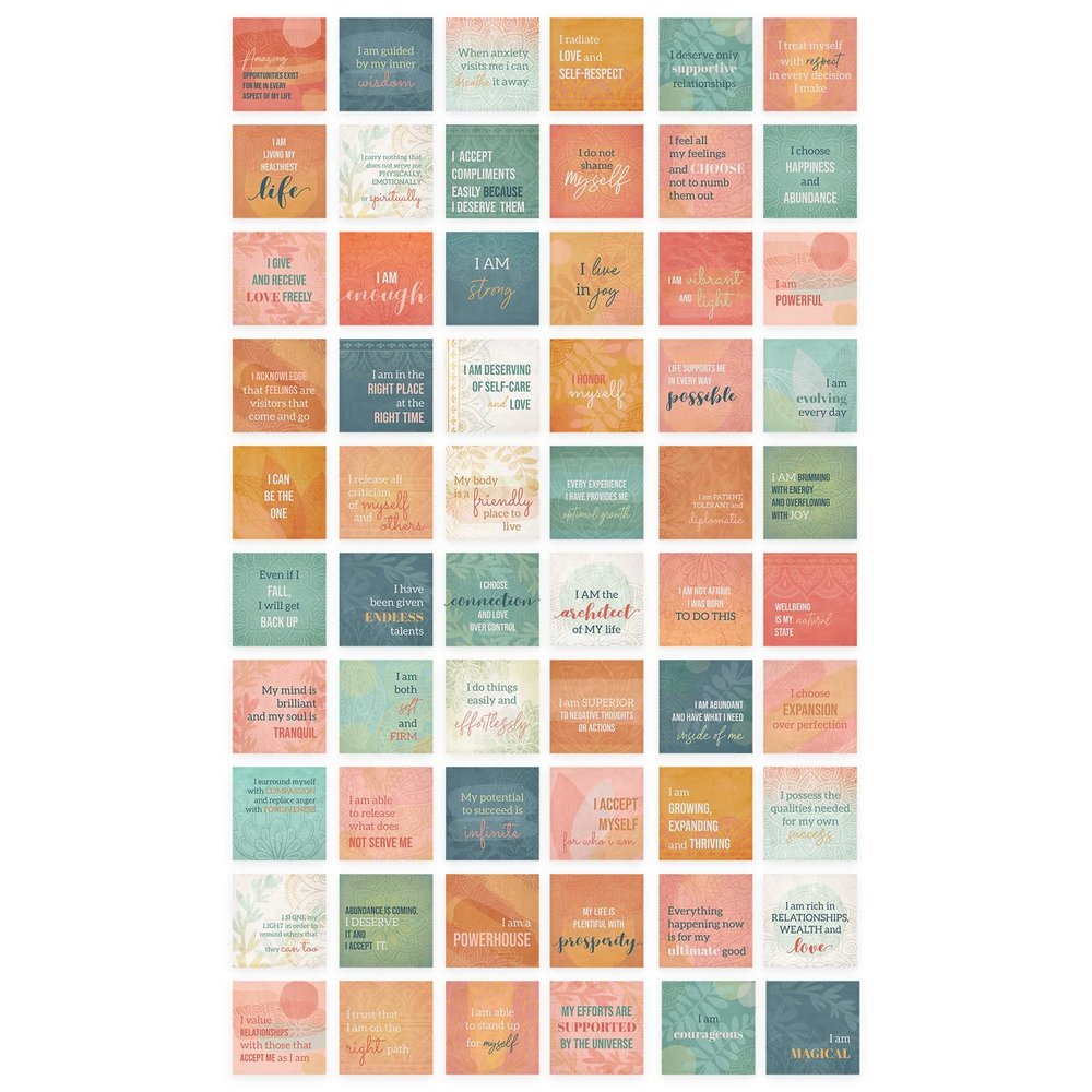 Motivational Boho Lunchbox Notes / 60 Uplifting Teen Young Adult Backpack Flat Notecards / 120 Encouraging Affirmation Designs / 3.5" Square Two Sided Inspirational Cards / Made In The USA