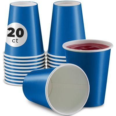 SparkSettings Disposable Paper Cups, 8 oz. Royal Blue Paper Coffee Cups, Strong and Sturdy Coffee Disposable Cups for Party, Wedding, Christmas, Halloween Hot Cups, Pack of 20