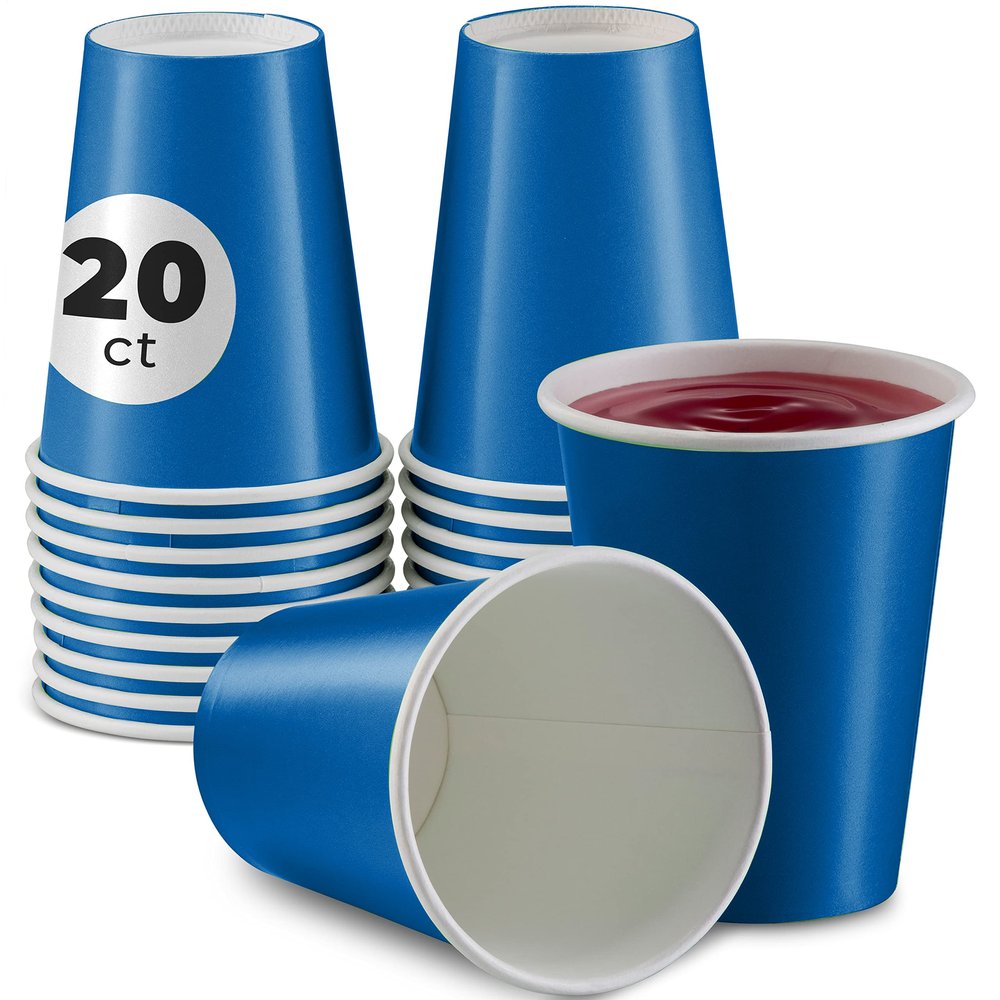 SparkSettings Disposable Paper Cups, 8 oz. Royal Blue Paper Coffee Cups, Strong and Sturdy Coffee Disposable Cups for Party, Wedding, Christmas, Halloween Hot Cups, Pack of 20