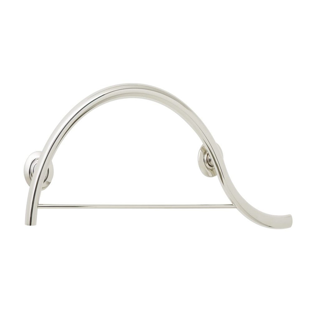 30-inch Designer Curved/Waved Bathroom Shower Grab Bar with Towel Bar, Right-Handed, Polished