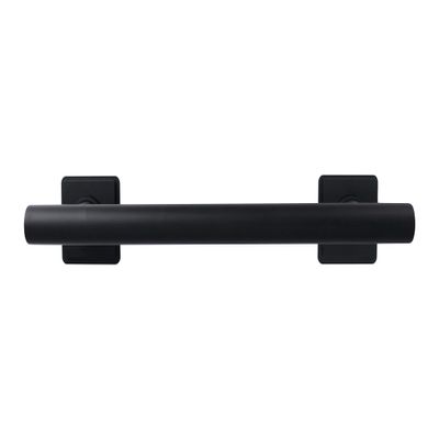 18-inch Coronado Designer Straight Bathroom Shower Grab Bar with Decorative Square Flanges, Matte Black