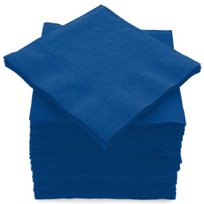 100 Pack Royal Blue Beverage Napkins, Big Party Pack, 2 Ply, Ideal for Wedding, Party, Birthday, Dinner, Lunch, Cocktails. (5 x 5) by Amcrate