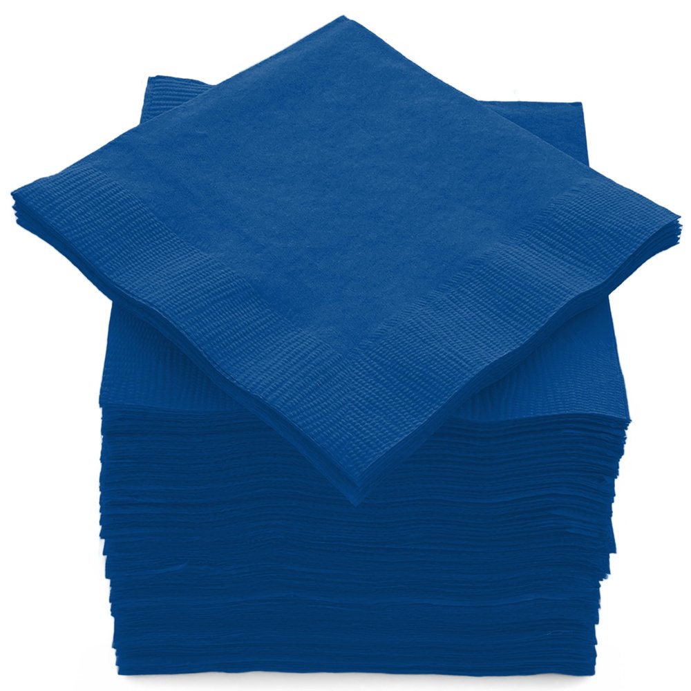100 Pack Royal Blue Beverage Napkins, Big Party Pack, 2 Ply, Ideal for Wedding, Party, Birthday, Dinner, Lunch, Cocktails. (5 x 5) by Amcrate