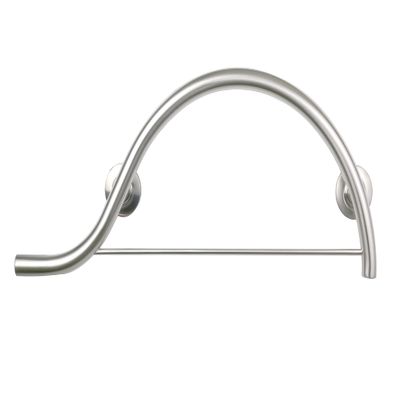 30-inch Designer Curved/Waved Bathroom Shower Grab Bar with Towel Bar, Left-Handed, Satin