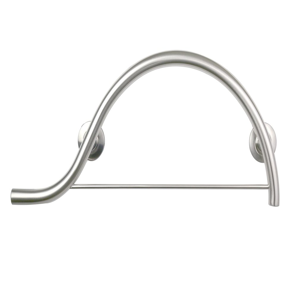 30-inch Designer Curved/Waved Bathroom Shower Grab Bar with Towel Bar, Left-Handed, Satin