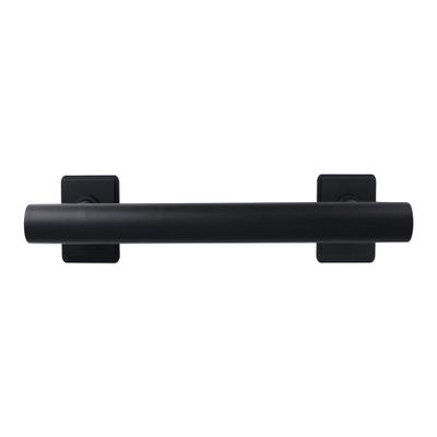 12-inch Coronado Designer Straight Bathroom Shower Grab Bar with Decorative Square Flanges, Matte Black