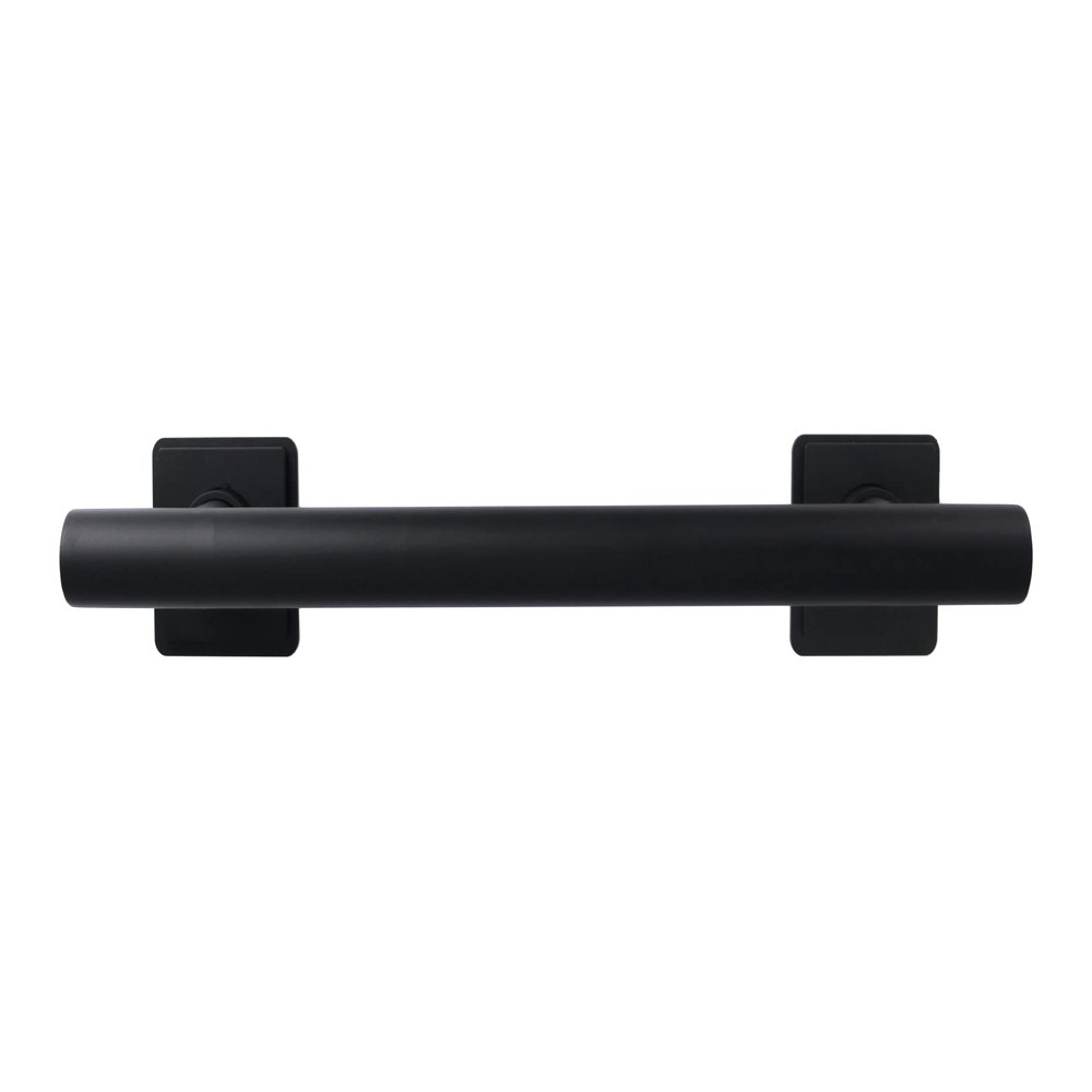 12-inch Coronado Designer Straight Bathroom Shower Grab Bar with Decorative Square Flanges, Matte Black