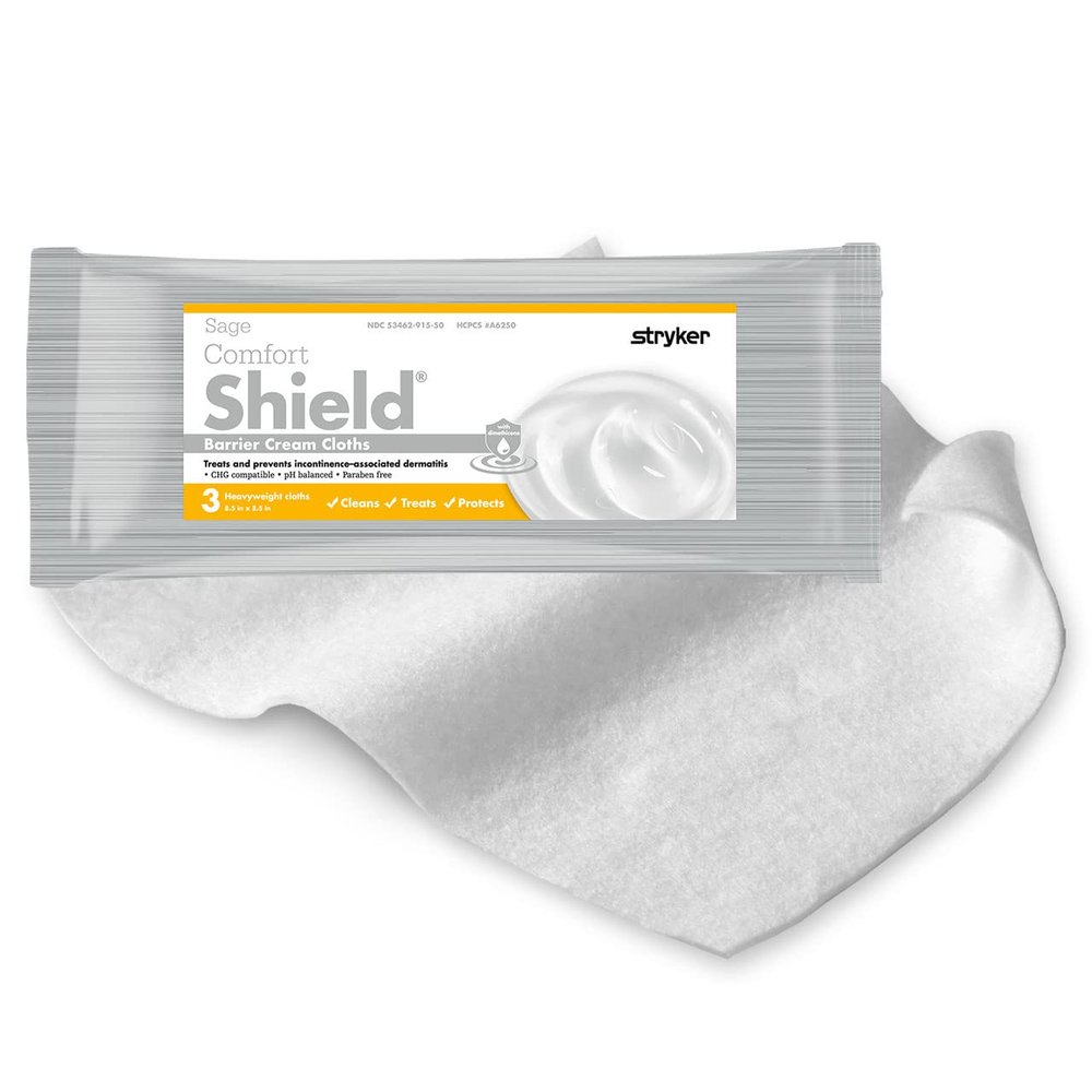 Comfort Shield Barrier Cream Cloths - 3 Pack Large Wipes for Adults - Sage Brand
