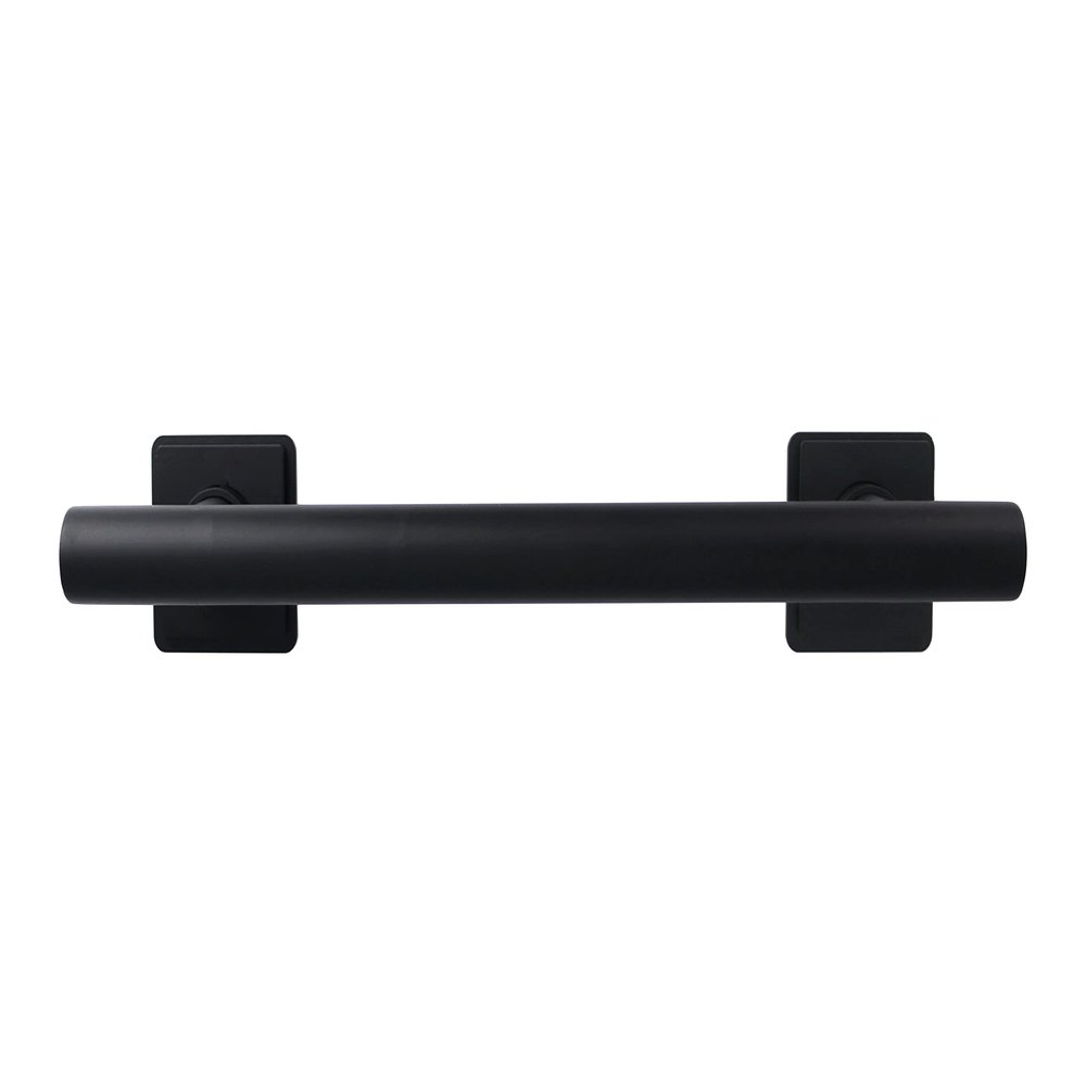 24-inch Coronado Designer Straight Bathroom Shower Grab Bar with Decorative Square Flanges, Matte Black