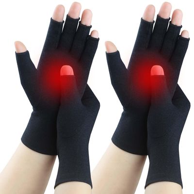 2 Pairs Fingerless Arthritis Gloves for Women Men, Hand Compression Gloves for Relieve Pain from Carpal Tunnel, Rheumatoid, Osteoarthritis, RSI, Support Typing (Small, Pure Black1+Pure Black1)