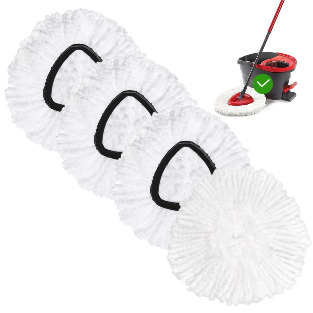 4 Pack Spin Mop Replacement Head Mop Refill Compatible with Oceda Triangle Swivel Mops Microfiber Swivel Mop Refill,Deep Clean,Machine Washable and Easy to Replace