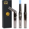 inZaynity Pen Torch Lighter - Windproof Jet Flame, Tiltable Head & Refillable Butane Torch with Adjustable Flame - Compact & Portable Lighters for Candle, Cooking, BBQ, Camping & DIY - Black & Steel view 1