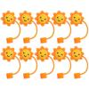 Healifty 10Pcs Sun Shaped Silicone Straw Tops Reusable Dust Plug Covers for 6-8Mm Drinking Straws Protective Straw Sleeves for Tumblers and Outdoor Use view 1