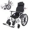 18.5" Reclining Wheelchair, Lightweight Carbon Steel Folding Self-Propelled Wheelchairs for Adults with High Back & Removable Headrest, 180 Full Reclining Chair with Removable Elevating Leg Rest view 1