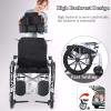 18.5" Reclining Wheelchair, Lightweight Carbon Steel Folding Self-Propelled Wheelchairs for Adults with High Back & Removable Headrest, 180 Full Reclining Chair with Removable Elevating Leg Rest view 4