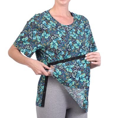Post Shoulder Surgery Shirt for Women Shoulder Surgery Shirt Rehab Clothes with Drain Management Pockets(AA28-XXL)