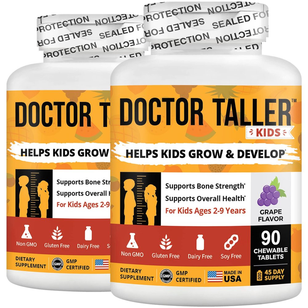 Doctor Taller Kids by NuBest - Support Healthy Growth of with Multivitamins and Multiminerals for Ages 2 to 9 Grape Flavor 180 Vegan Chewable Tablets | 3 Month Supply White
